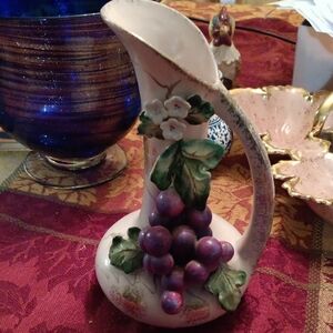 Purple and Green Decorative Ceramics with Grape Design